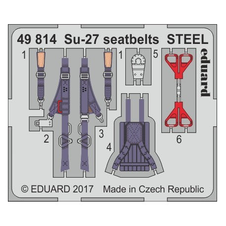 Eduard 49814 1/48 Aircraft- Su27 Seatbelts Steel for HBO (Painted)
