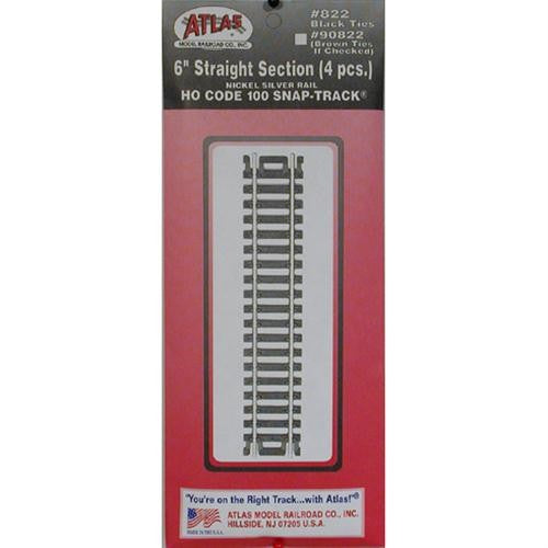 Atlas 822 HO Code 100 6" Straight Snap Track (4)