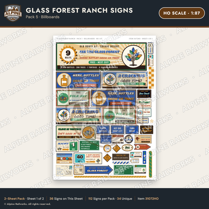 Alpine Railworks 31072HO HO Scale Roadside Signs - Bottle Tree Ranch