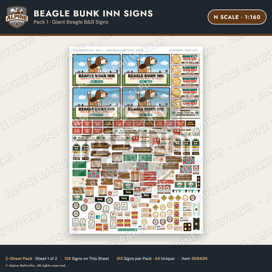 Alpine Railworks 30942N N Scale Roadside Signs - Dog-Shaped Inn