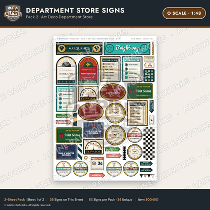 Alpine Railworks 30045O O Scale Department Store Signs