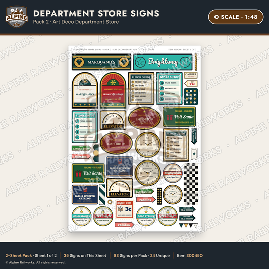 Alpine Railworks 30045O O Scale Department Store Signs