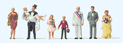 Preiser 10790 HO Scale Wedding Couple with Guests pkg(8)