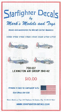 Starfighter Decals 700107 1/700 USS Lexington Air Group 1941-1942 for TSM