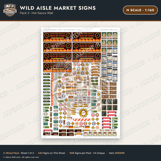 Alpine Railworks 30550N N Scale Roadside Signs - Jungle Grocery Store