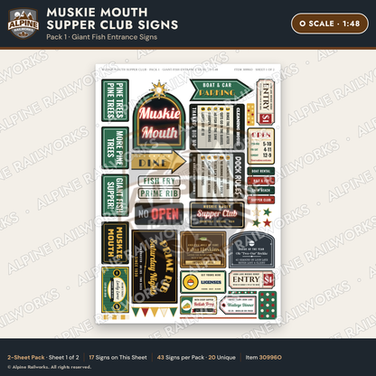 Alpine Railworks 30996O O Scale Roadside Attraction Signs - Giant Fish