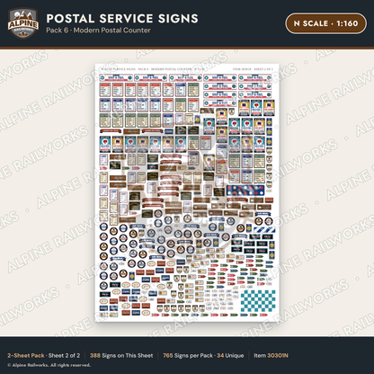 Alpine Railworks 30301N N Scale Postal Service Signs