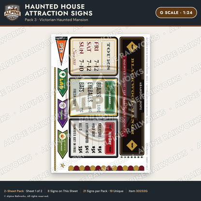Alpine Railworks 30232G G Scale Haunted House Attraction Signs