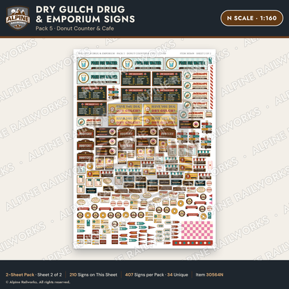 Alpine Railworks 30564N N Scale Roadside Signs - Western Drug Store