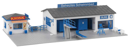 Faller 190136 HO Scale Leisure Swimming Pool, Pavilion, Playground - Action Set