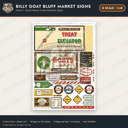Alpine Railworks 30865O O Scale Roadside Signs - Goats on the Roof