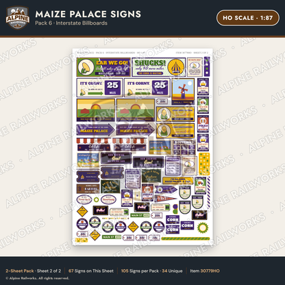 Alpine Railworks 30779HO HO Scale Roadside Signs - Corn Palace