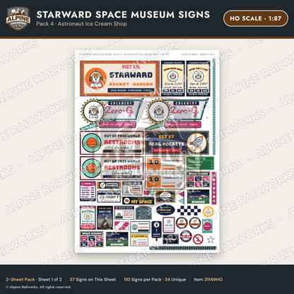 Alpine Railworks 31149HO HO Scale Roadside Signs - Space Museum