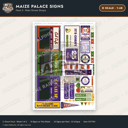 Alpine Railworks 30778O O Scale Roadside Signs - Corn Palace