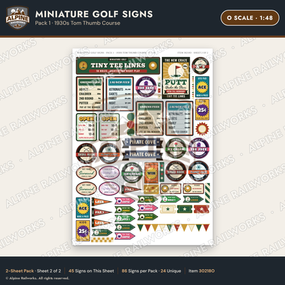 Alpine Railworks 30218O O Scale Miniature Golf Signs
