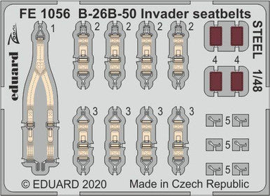 Eduard FE1056 1/48 B-26B-50 Invader Seatbelts STEEL Photo Etch