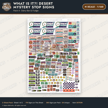 Alpine Railworks 30753N N Scale Roadside Signs - Desert Mystery Stop