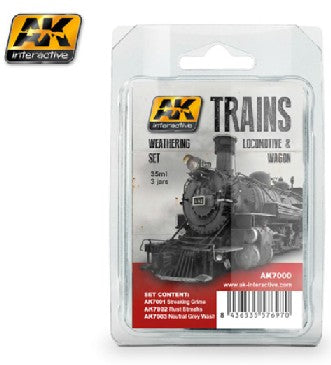 AK Interactive 7000 Train Series: Locomotive & Wagon Weathering Enamel Paint Set
