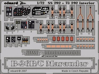 Eduard SS292 1/72 B-26B/C Interior Photo Etch for Hasegawa
