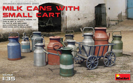 Miniart Models 35580 1/35 Milk Cans w/Small Cart