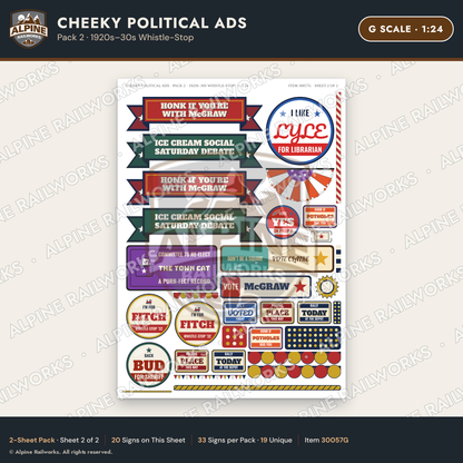 Alpine Railworks 30057G G Scale Cheeky Political Ads