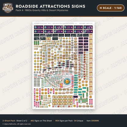 Alpine Railworks 30089N N Scale Roadside Attractions Signs