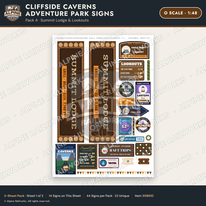 Alpine Railworks 30861O O Scale Roadside Signs - Cave Adventure Park