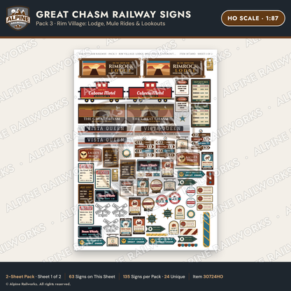 Alpine Railworks 30724HO HO Scale Tourist Signs - Canyon Railway