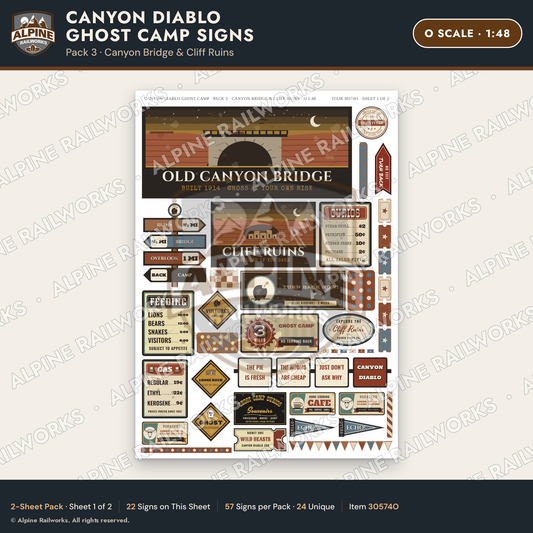 Alpine Railworks 30574O O Scale Roadside Signs - Desert Ghost Town