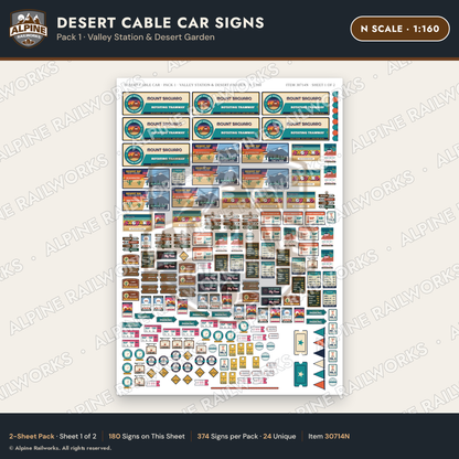 Alpine Railworks 30714N N Scale Tourist Signs - Desert Cable Car