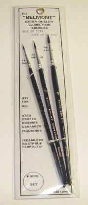 Hobby Brushes 6007 Solo Brush: Belmont 1,3,5 Camel Hair Brushes (3)