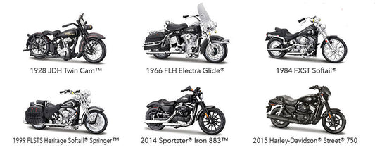 Maisto 31360AO-SET 1/18 Scale Harley-Davidson Series 41 - Black Series Six-Piece Set