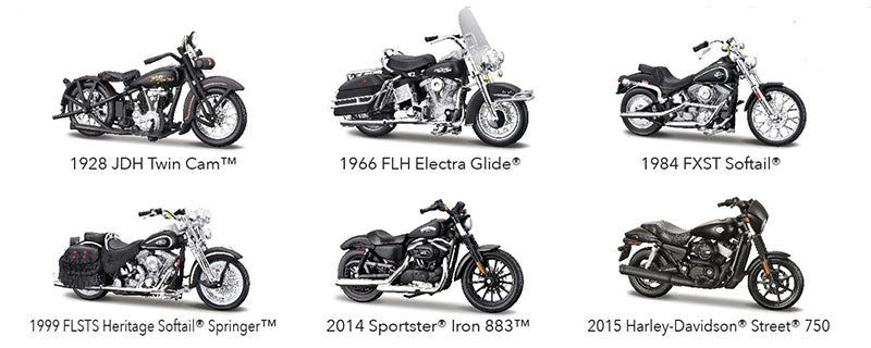 Maisto 31360AO-SET 1/18 Scale Harley-Davidson Series 41 - Black Series Six-Piece Set