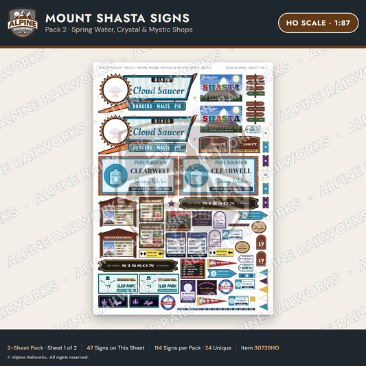 Alpine Railworks 30739HO HO Scale Tourist Signs - Mount Shasta