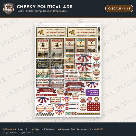 Alpine Railworks 30056O O Scale Cheeky Political Ads