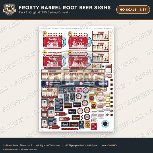 Alpine Railworks 30614HO HO Scale Fast Food Signs - Root Beer Drive-In