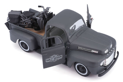 Maisto 32185BK 1/24 1948 Ford F-1 Pickup with Harley-Davidson