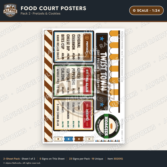Alpine Railworks 30201G G Scale Food Court Posters - Pretzels