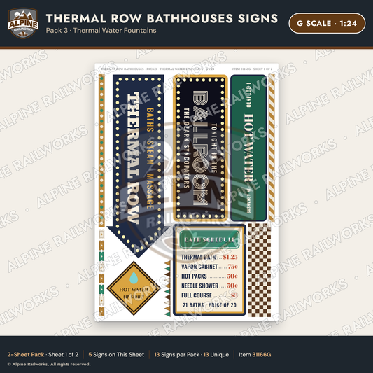 Alpine Railworks 31166G G Scale Roadside Signs - Hot Springs