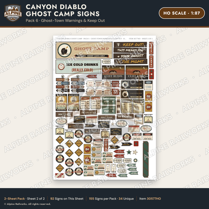 Alpine Railworks 30577HO HO Scale Roadside Signs - Desert Ghost Town