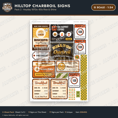 Alpine Railworks 30645G G Scale Fast Food Signs - Charbroiled Burgers