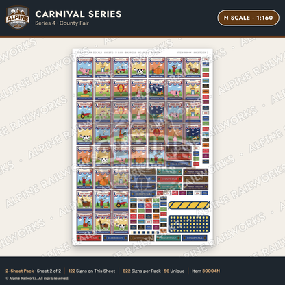 Alpine Railworks 30004N N Scale Carnival Signs - County Fair