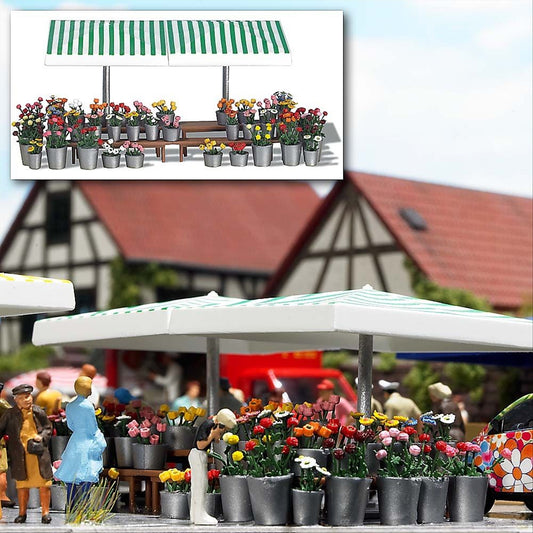 Busch 1072 HO Scale Flower Market Stand Kit