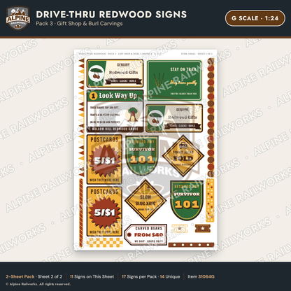 Alpine Railworks 31064G G Scale Roadside Signs - Drive-Thru Tree