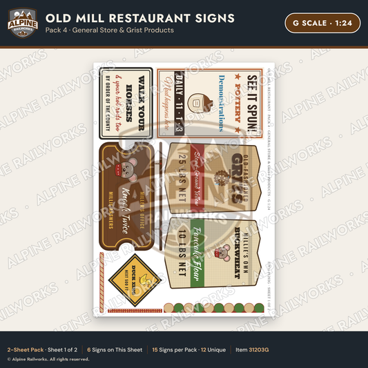 Alpine Railworks 31203G G Scale Old Mill Signs - General Store