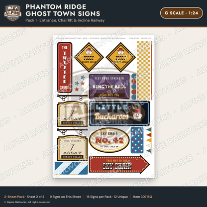 Alpine Railworks 30718G G Scale Roadside Signs - Mountain Ghost Town