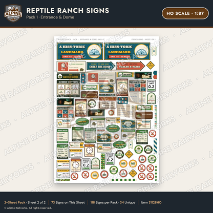 Alpine Railworks 31128HO HO Scale Roadside Signs - Reptile Zoo