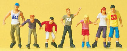 Preiser 10496 HO Scale Sports & Recreation Inline Skaters pkg(7)