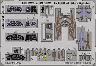 Eduard FE222 1/48 F-104C/J Photo Etch Interior Detail Set for Hasegawa