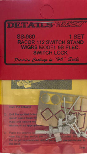 Details West 960 HO Scale Racor 112 Switch Stand w/GRS 9B Elec Switch Lock 1 Set